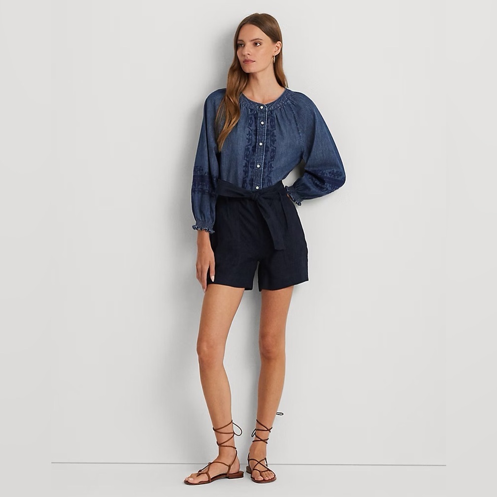 Lauren Ralph Lauren Women’s Embroidered Denim Blouse XS - Picture 3 of 3